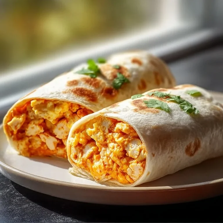 Delicious Buffalo Chicken Breakfast Burritos ready to serve.