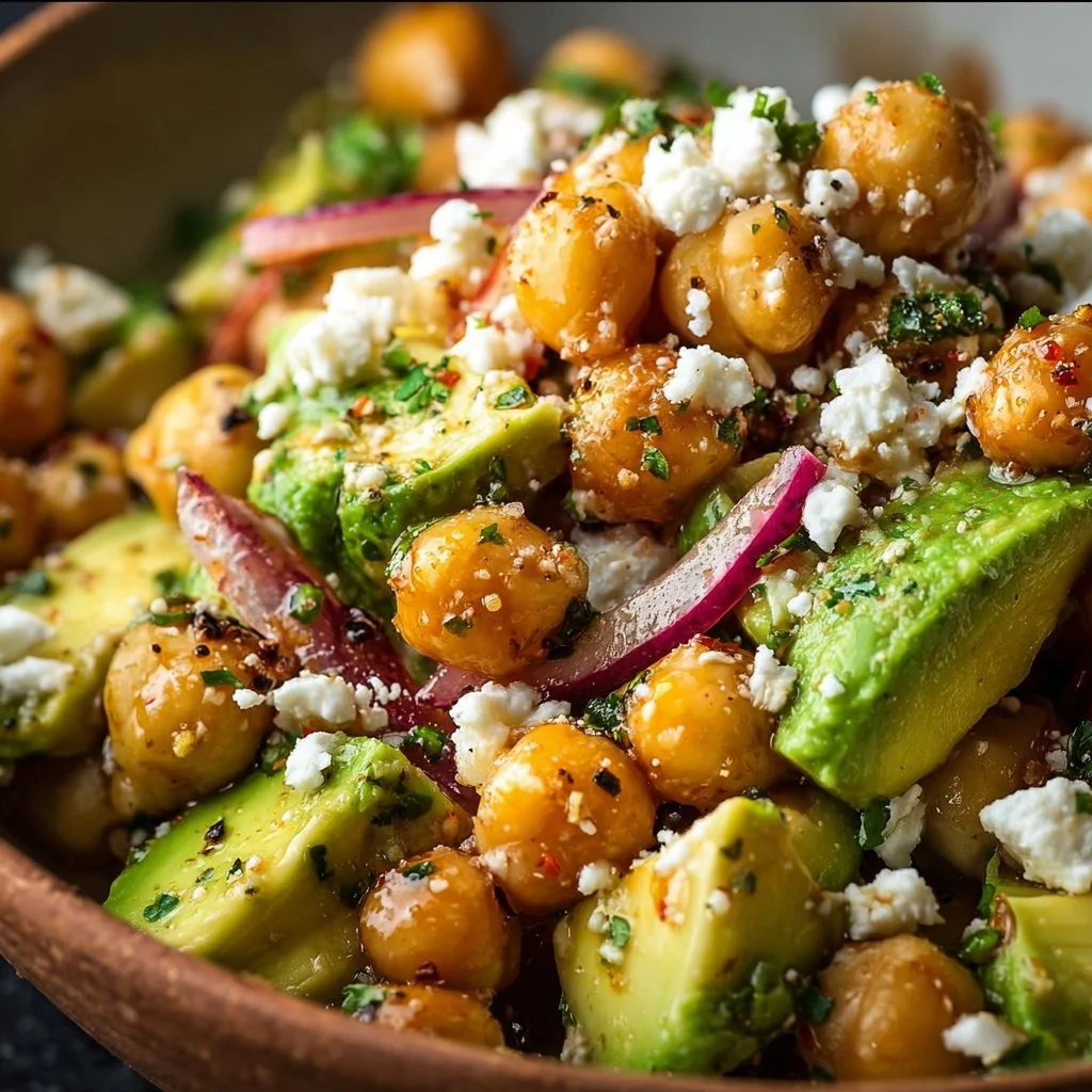 Chickpea Feta Avocado Salad