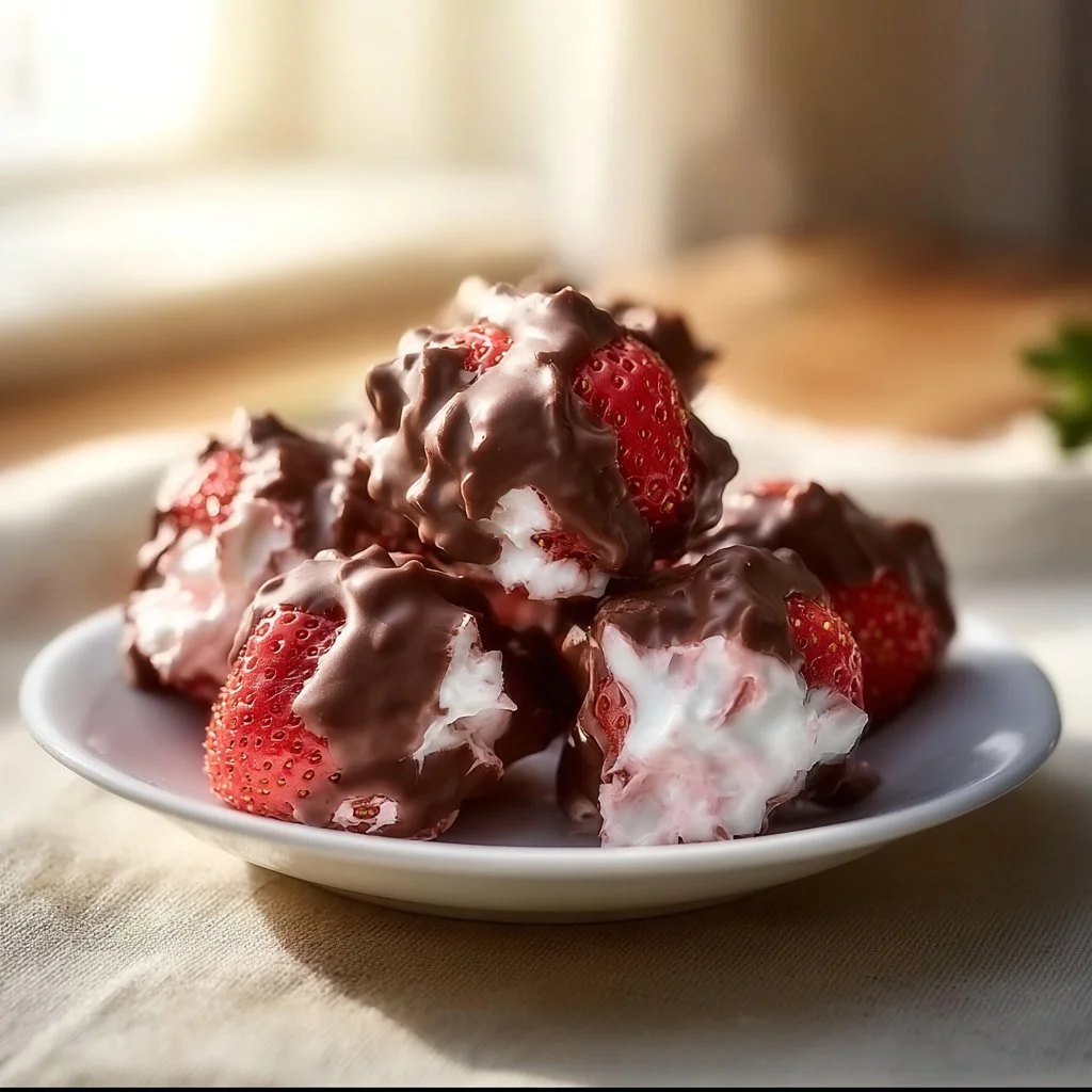 Delicious chocolate-covered strawberry yogurt clusters recipe