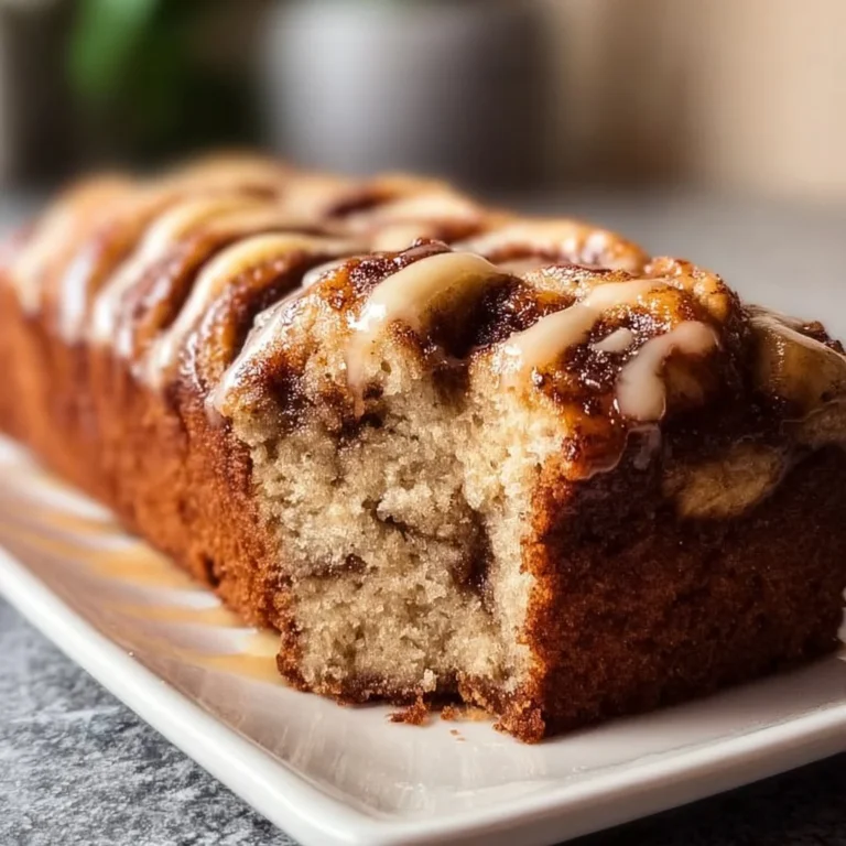 Delicious cinnamon roll banana bread fresh out of the oven