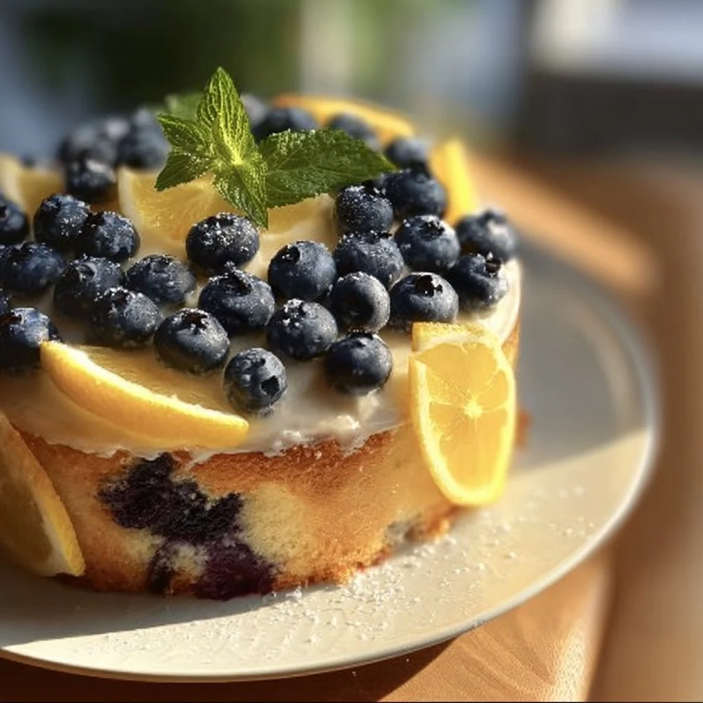 Delicious Citrus Blueberry Cake with vibrant blueberries and citrus zest.