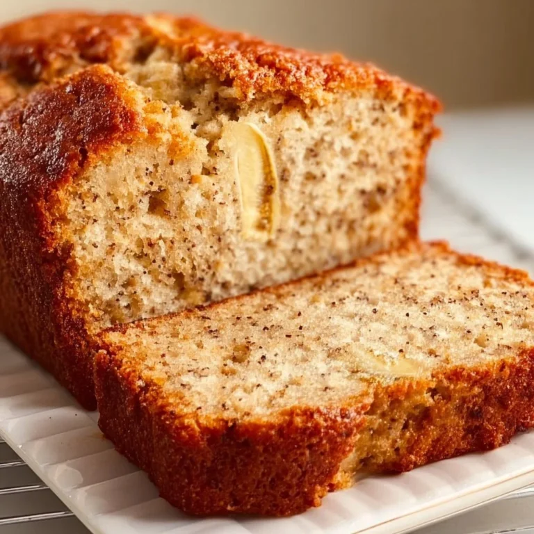 Sliced cottage cheese banana bread on a wooden cutting board