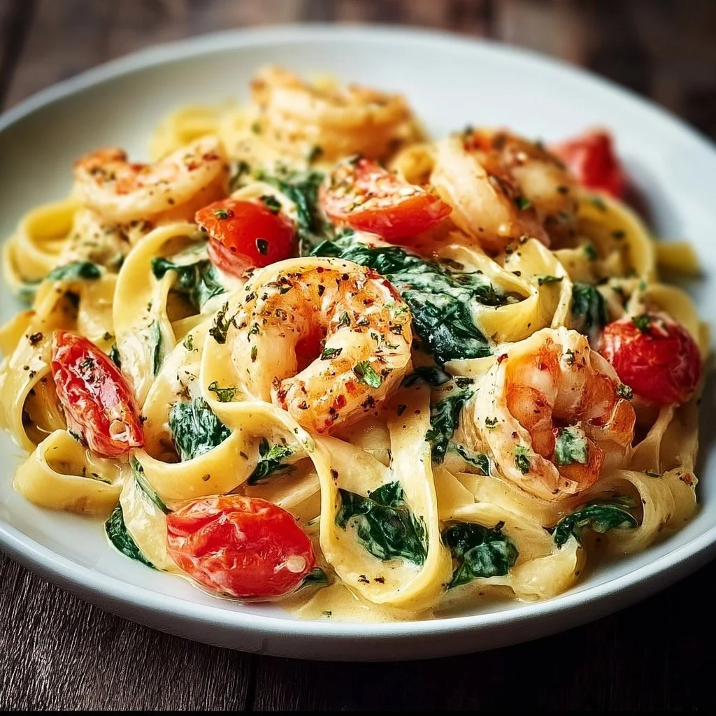 Creamy shrimp bowl with vibrant vegetables and sauce