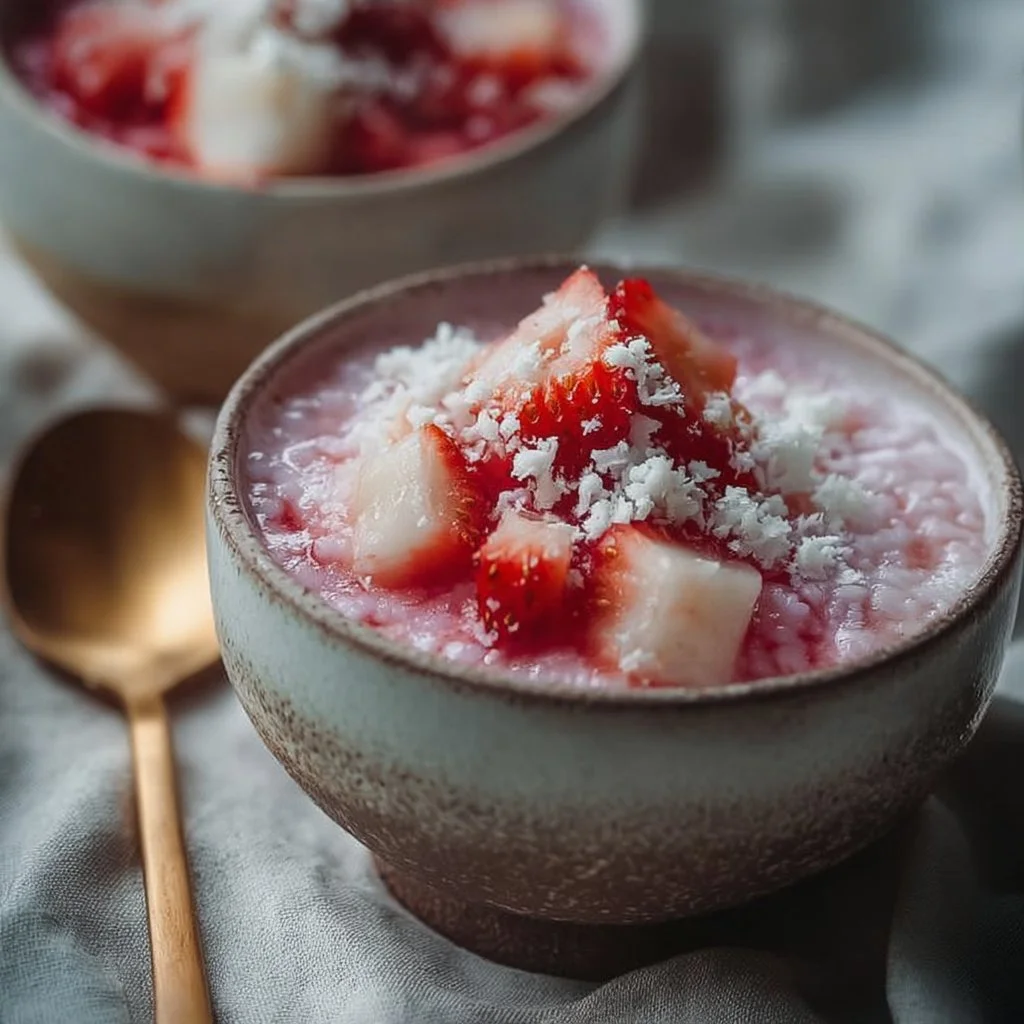 Creamy Strawberry Coconut Tapioca Dessert
