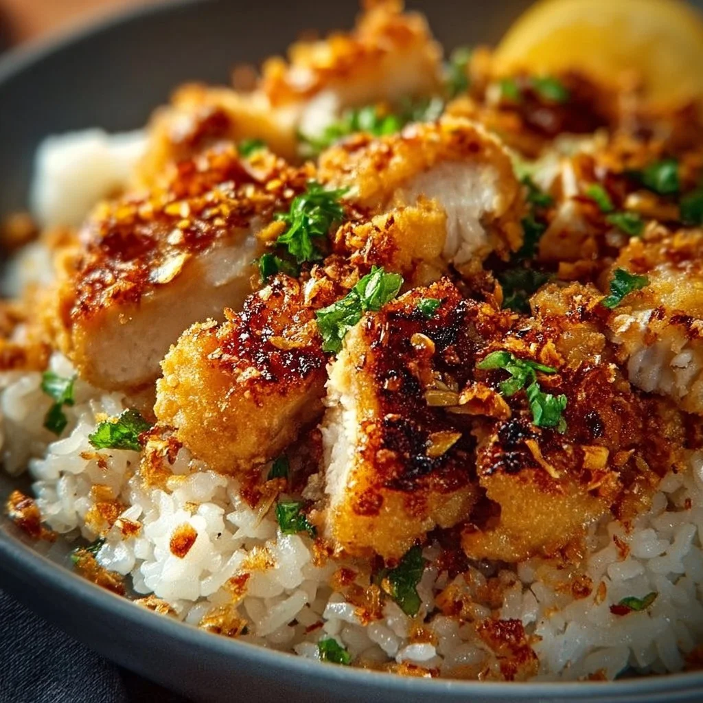 Crispy Garlic Chicken Rice