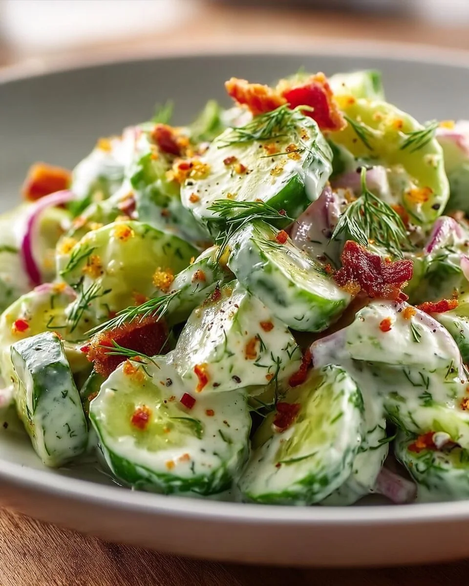 Cucumber Ranch Crack Salad in a bowl with fresh ingredients