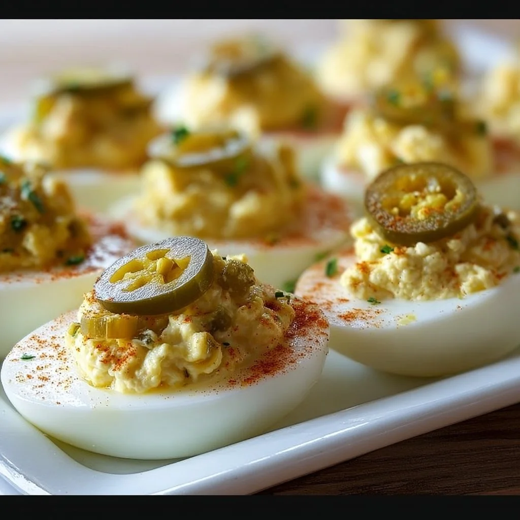 Delicious Deviled Delight With a Twist on a decorative plate