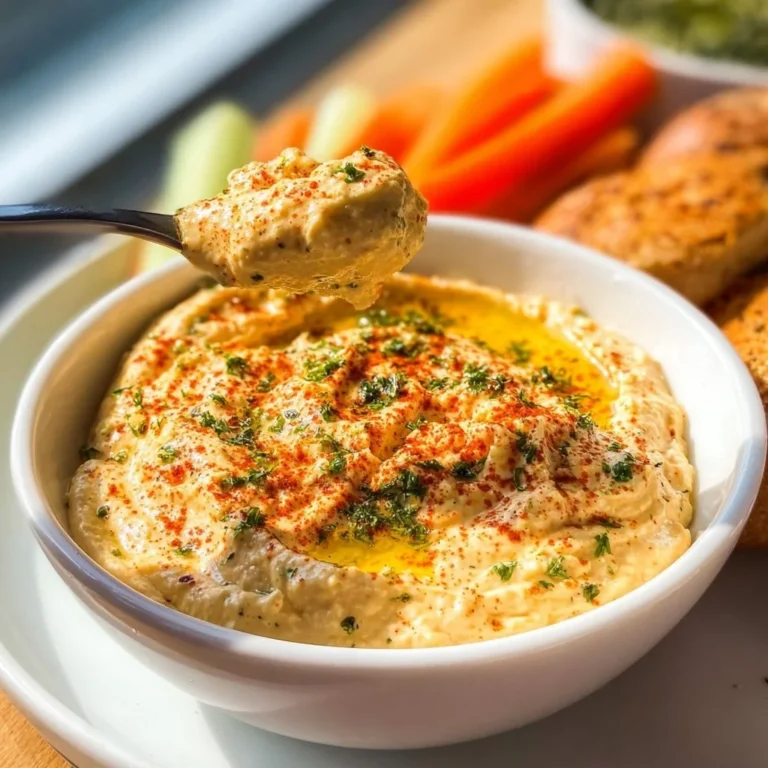 Deviled egg dip served in a bowl with vegetables for dipping