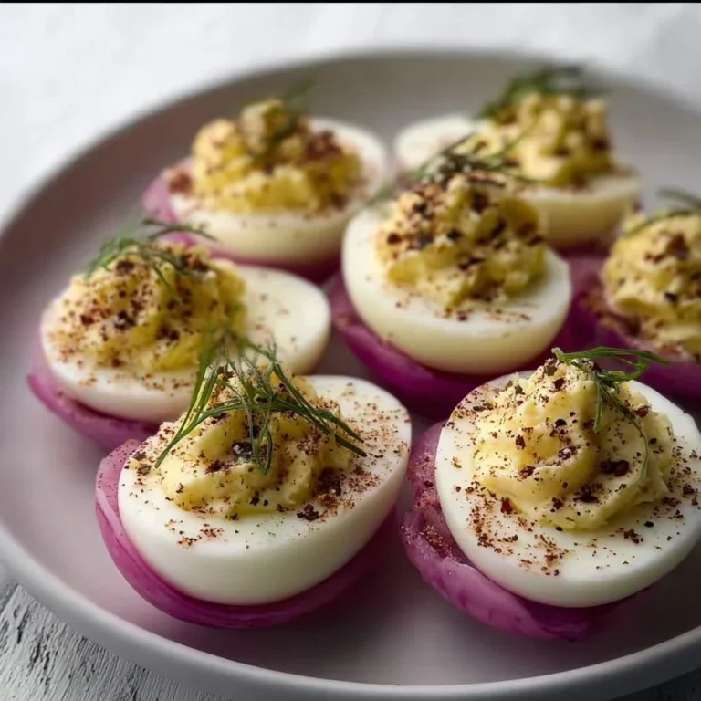 Deviled eggs stuffed with creamy goat cheese and garnished with herbs