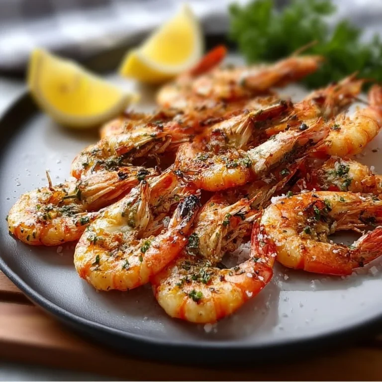 Delicious baked butterfly shrimp served with lemon and herbs.