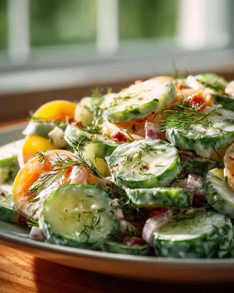 Bowl of easy Cucumber Crack Salad with fresh cucumbers and dressing.