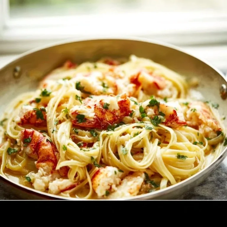 Delicious easy lobster scampi with linguine served in a bowl