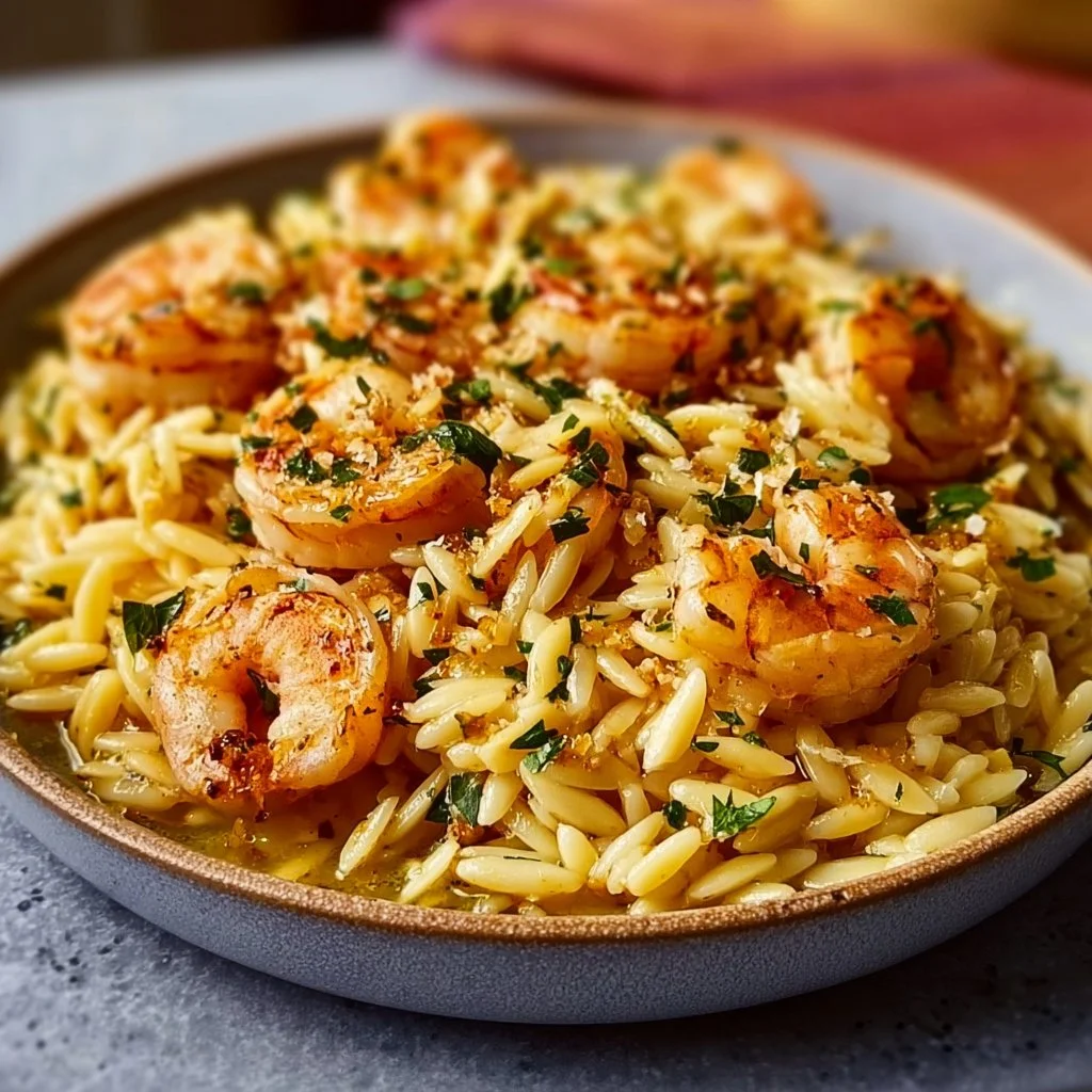 Easy Shrimp Orzo in Lemon Garlic Sauce
