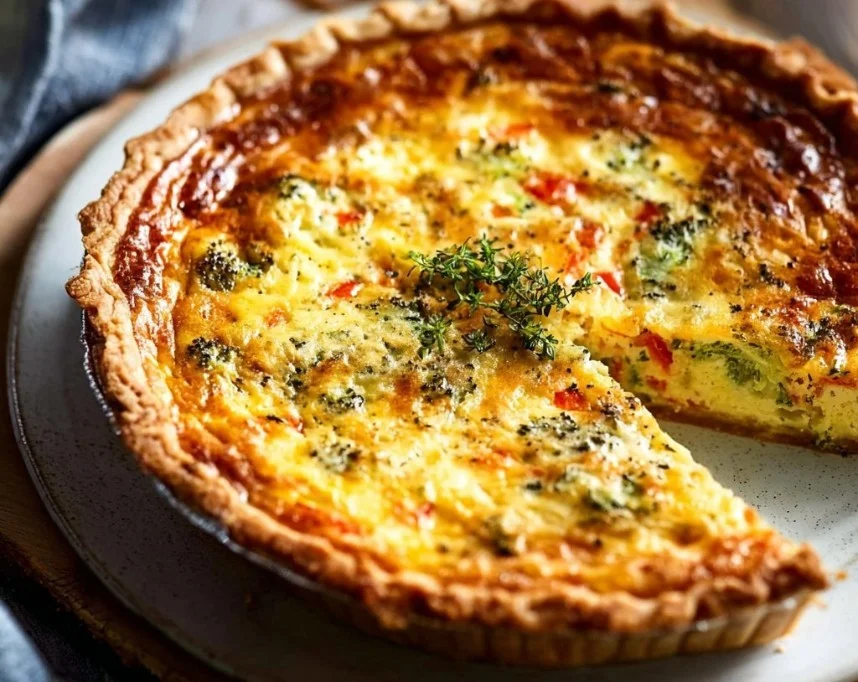 Delicious homemade easy vegetable quiche with fresh veggies