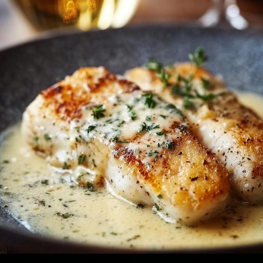 Fish with Non-Alcoholic White Wine Sauce