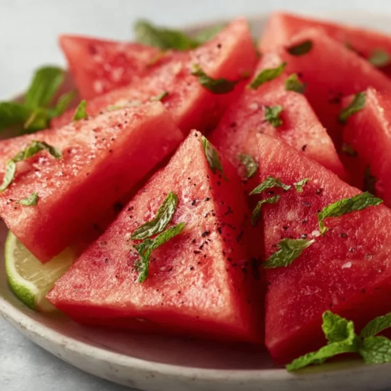 Refreshing mojito watermelon cocktail with mint and lime garnish