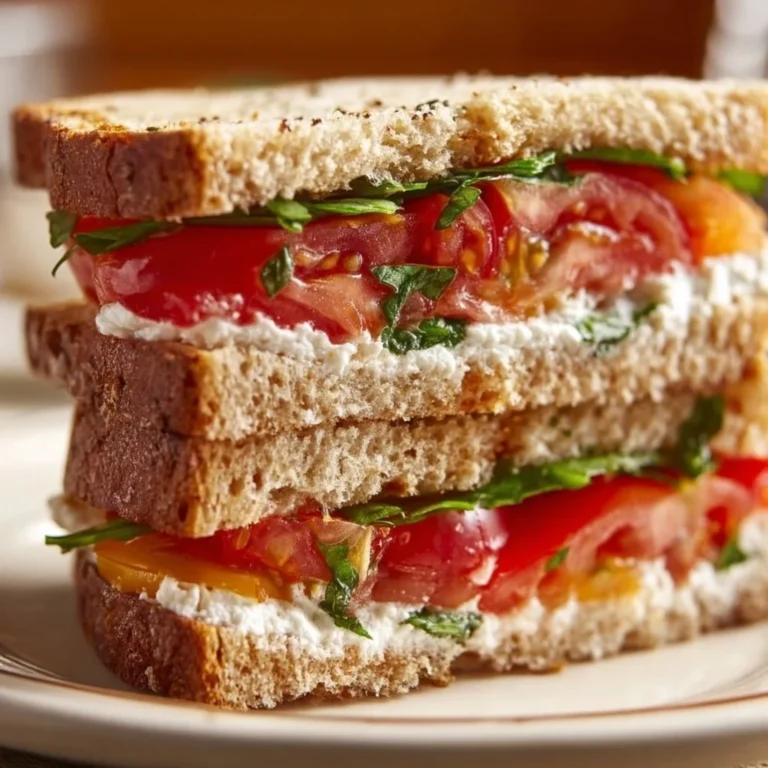 Delicious fresh tomato sandwich with basil and mayo on whole grain bread