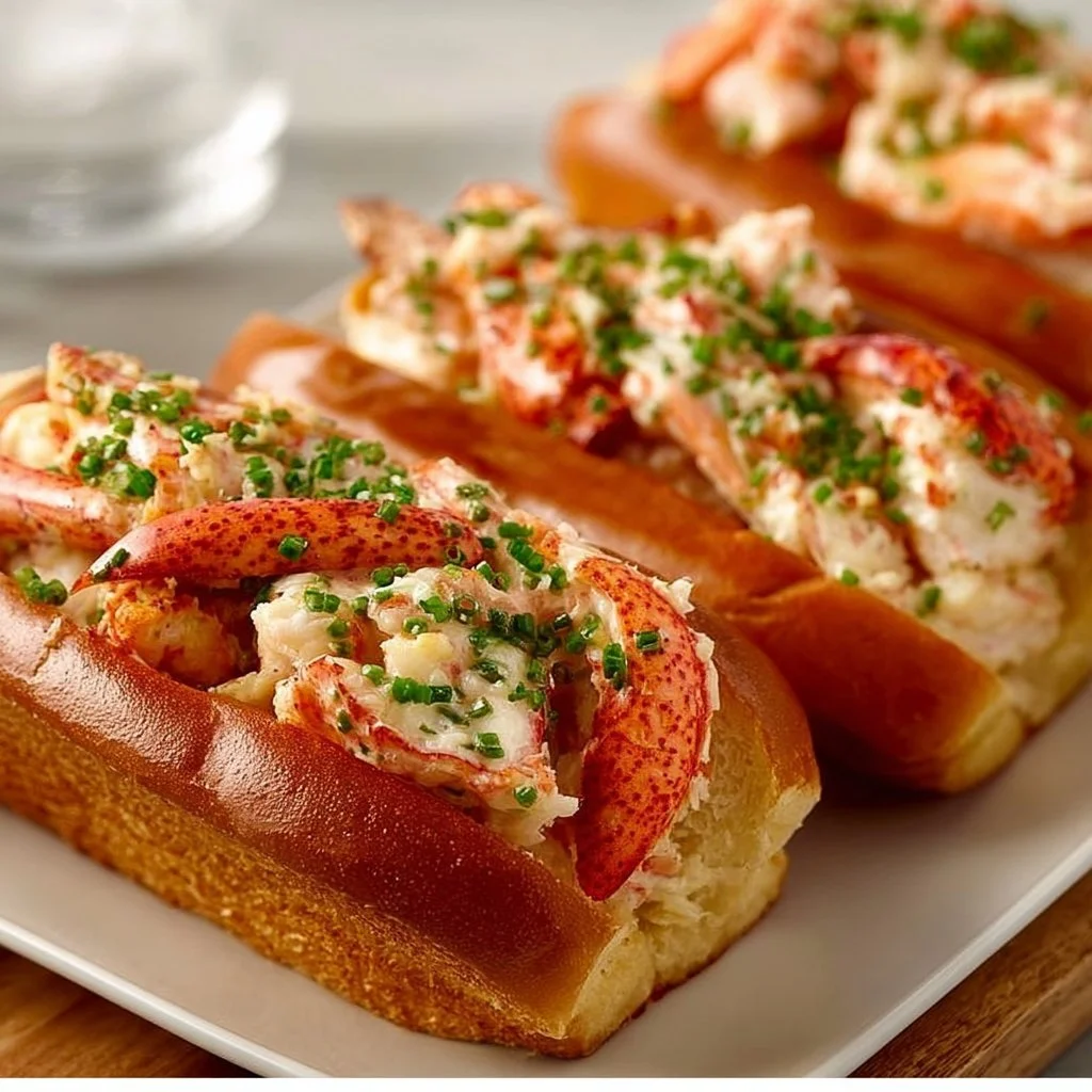 Delicious garlic butter lobster rolls served on a plate