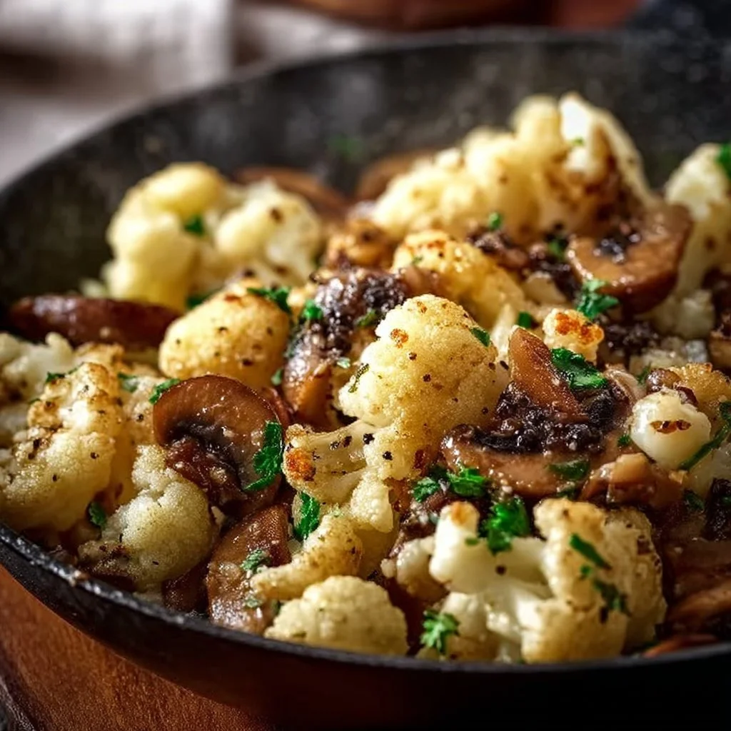 Garlic Cauliflower Mushroom Skillet
