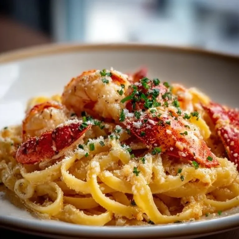 Gordon Ramsay's exquisite lobster pasta dish with fresh ingredients and rich sauce.
