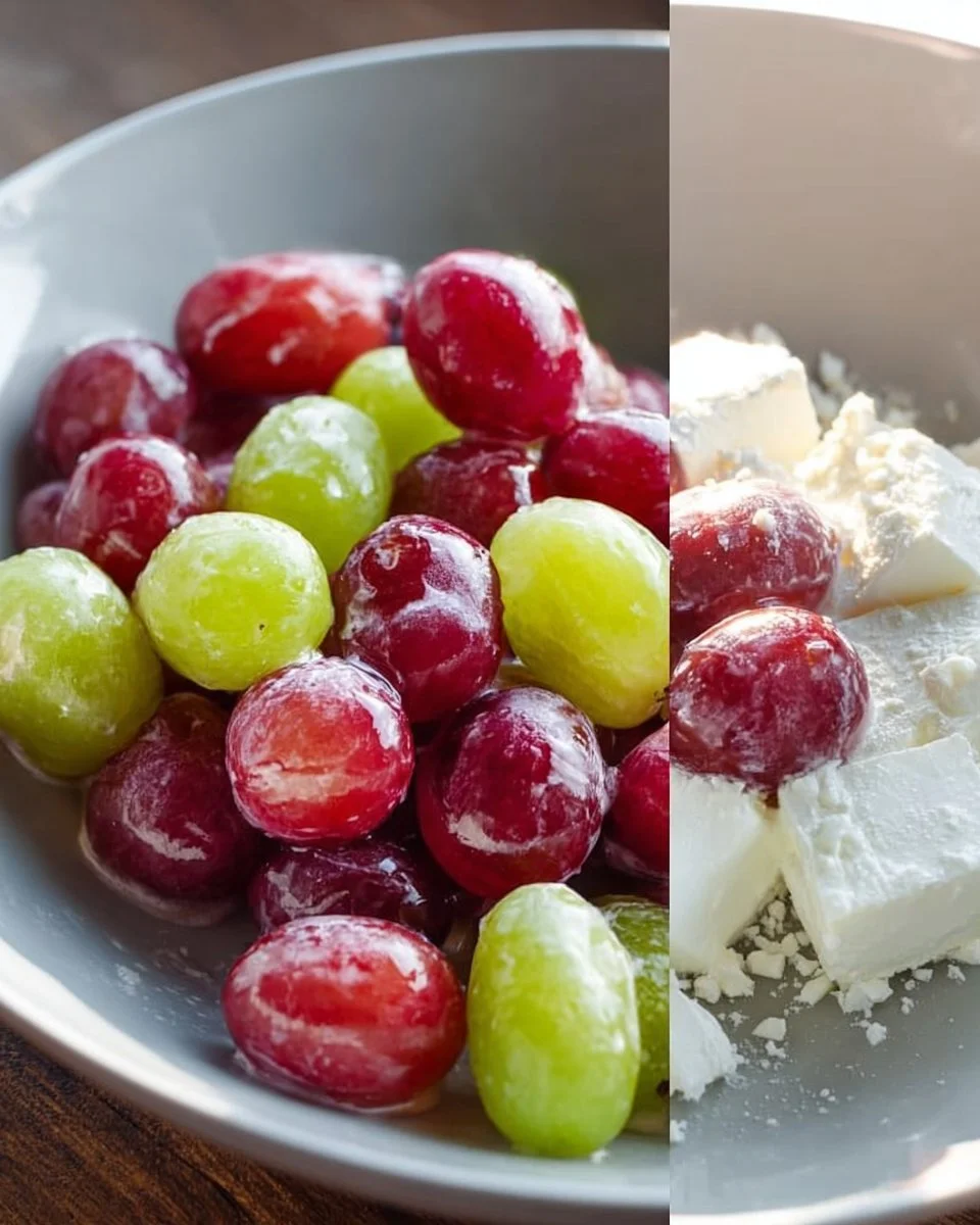 Delicious grape salad with fresh grapes and creamy dressing