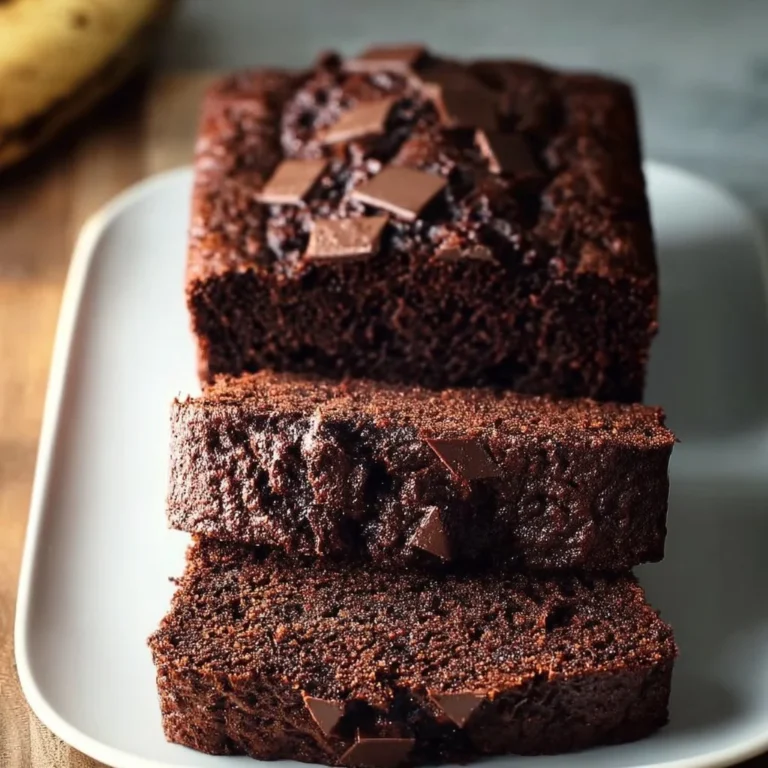Healthy chocolate banana bread slice on a plate with chocolate chips