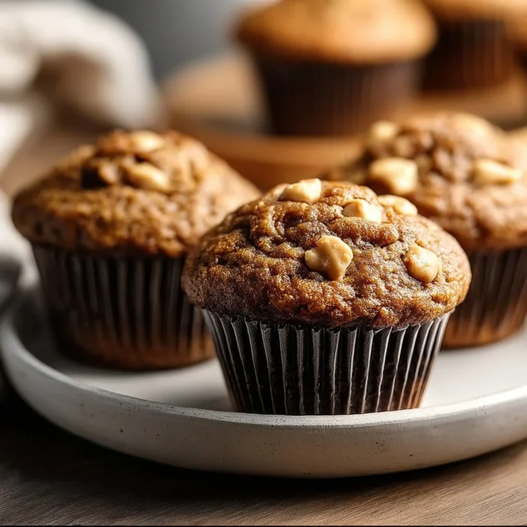 Healthy peanut butter banana muffins baked to perfection