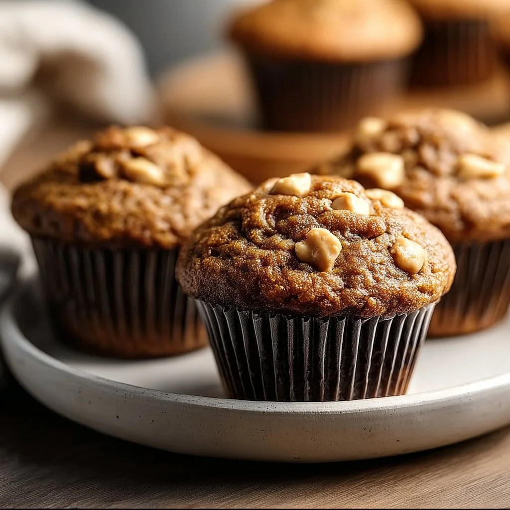 Healthy peanut butter banana muffins baked to perfection