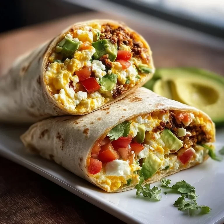 High-protein breakfast burrito filled with eggs, beans, and veggies