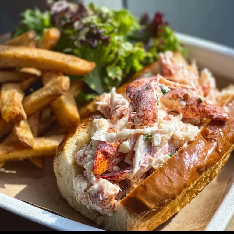 Delicious lobster roll with fresh lobster meat in a buttery bun