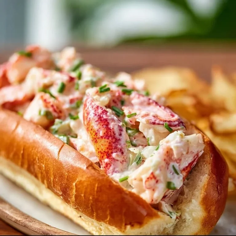 Delicious lobster roll garnished with fresh herbs and served on a toasted bun.