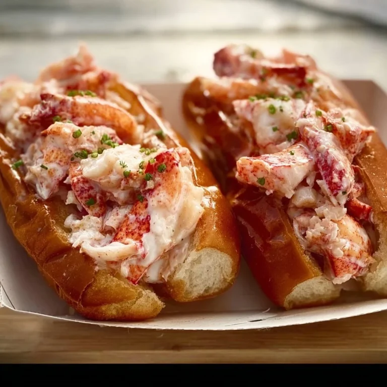 Delicious lobster rolls filled with fresh lobster meat on a bun