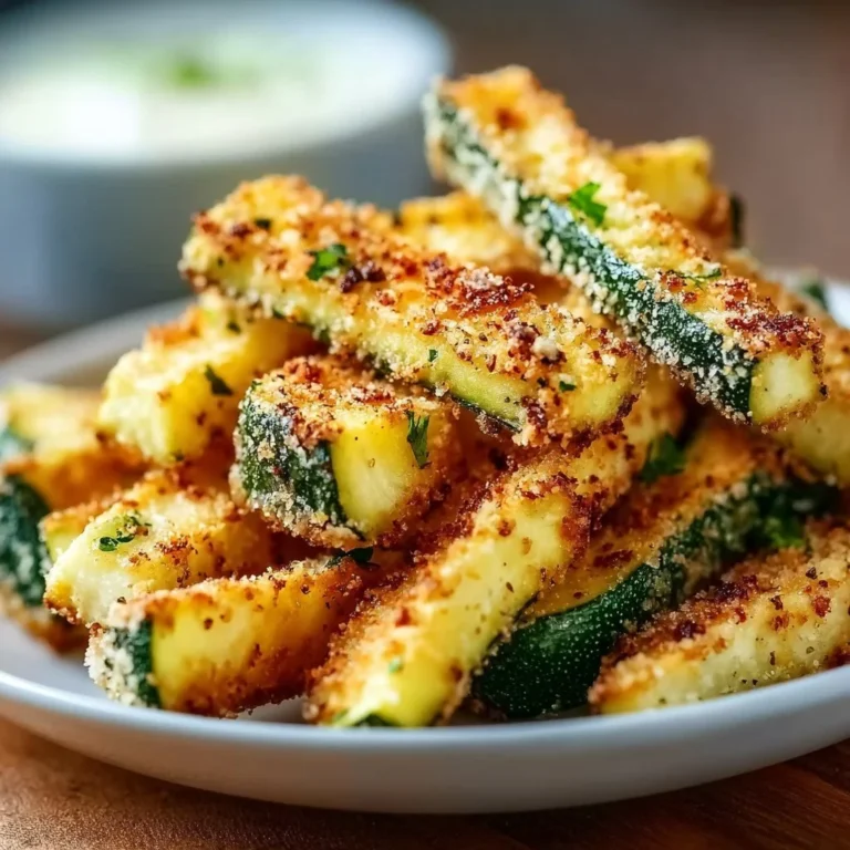 Crispy low calorie air fryer zucchini fries on a plate