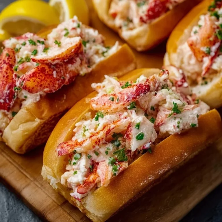 Delicious Maine lobster rolls served in a buttery bun with fresh lobster meat.