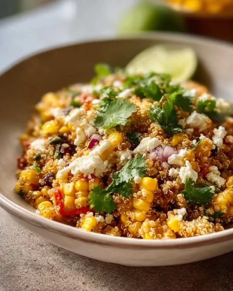 Delicious Mexican Street Corn Quinoa Salad with fresh ingredients and vibrant colors.