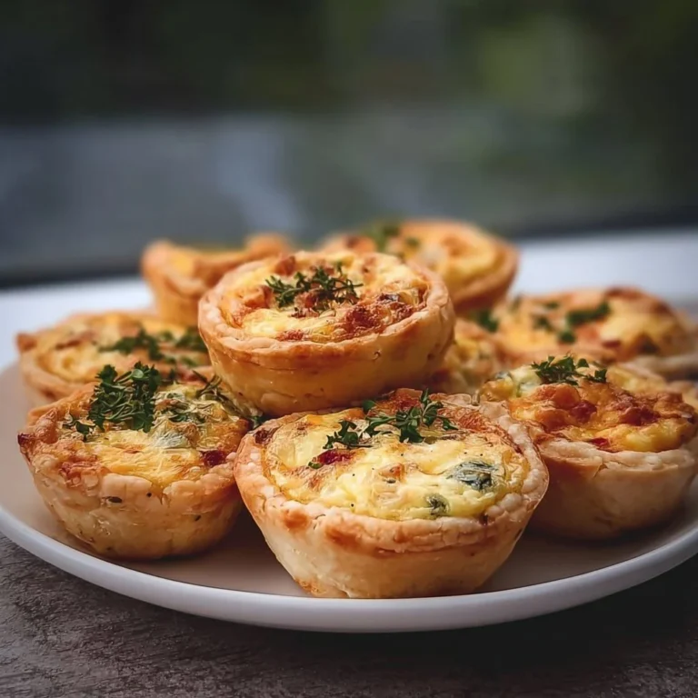 Plate of assorted mini quiches with vegetables and cheese