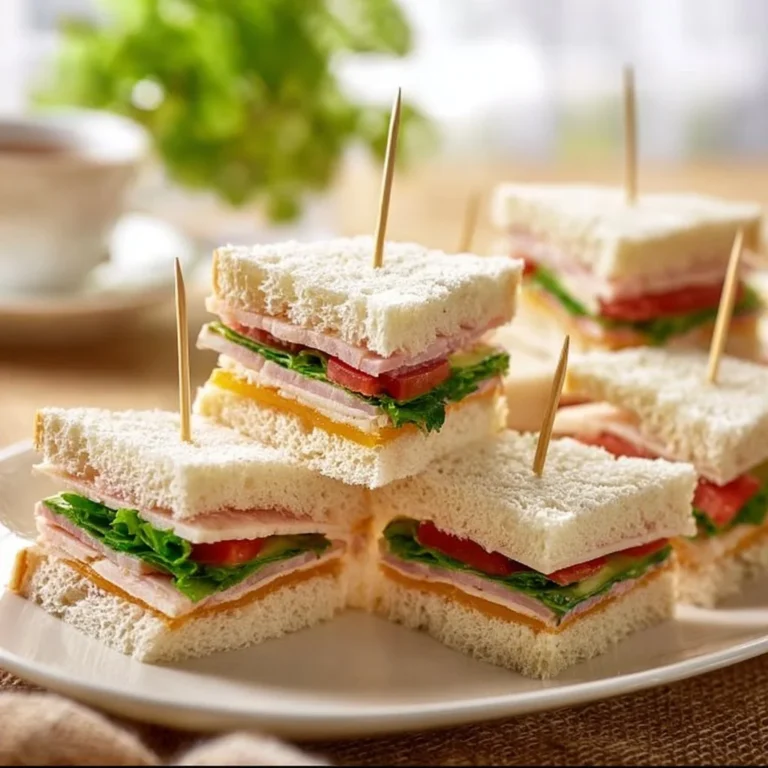 A platter of colorful mini sandwiches with various fillings for a party