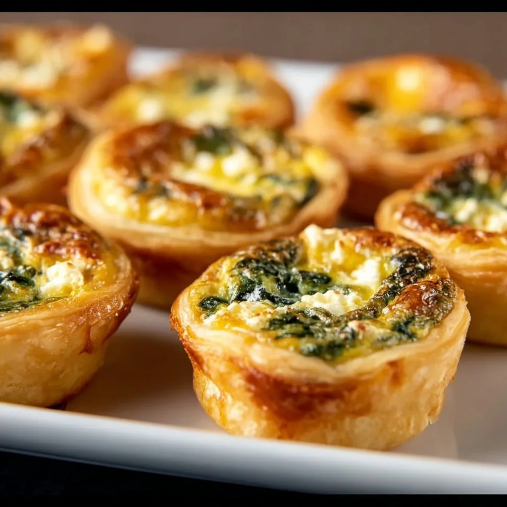 Mini spinach feta quiches baked until golden and delicious