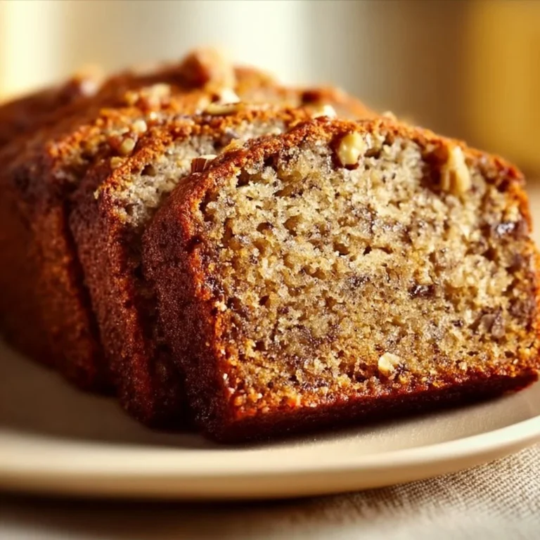 Delicious slice of Nana's secret banana nut bread topped with walnuts.
