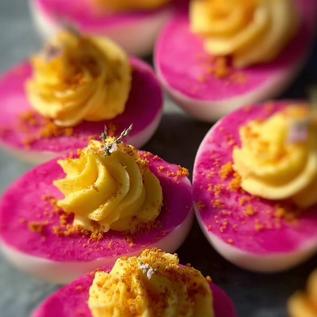 Natural Pink Easter Deviled Eggs