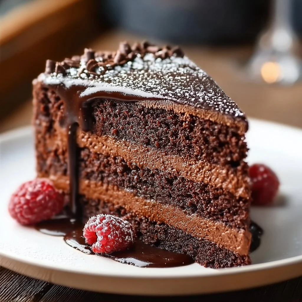 Delicious Nutella Chocolate Cake with rich chocolate frosting and hazelnuts