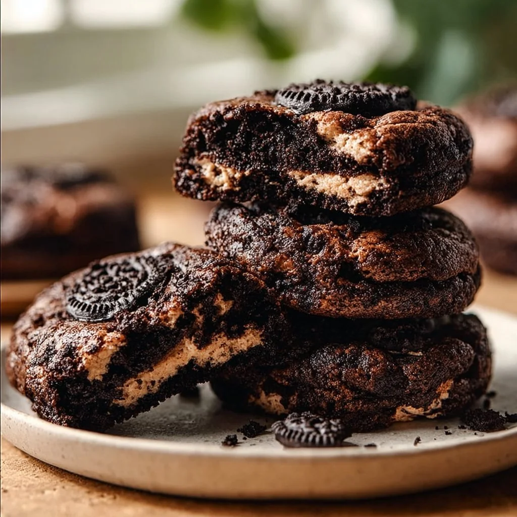 Deliciously layered Oreo Brookies dessert with brownies and cookies