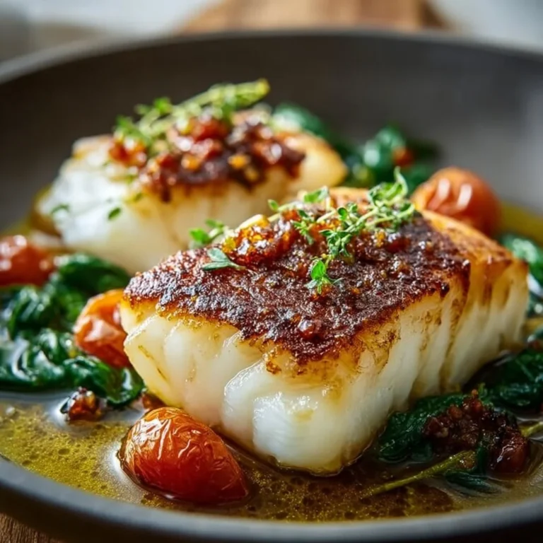 Delicious pan-seared cod served with fresh herbs and lemon.