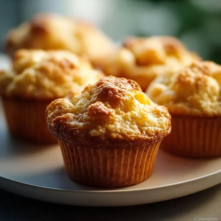 Peach Cottage Cheese Muffins freshly baked, golden brown, and bursting with flavor.