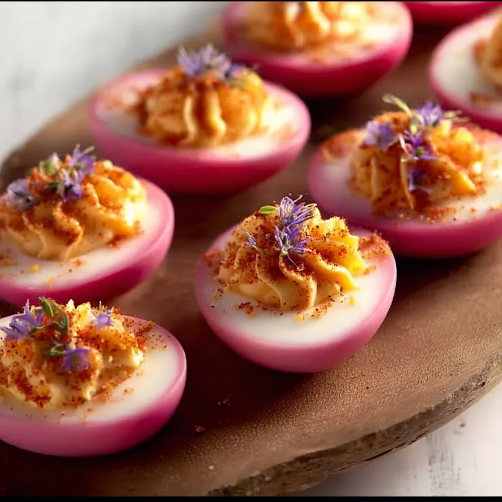 Pink Deviled Eggs