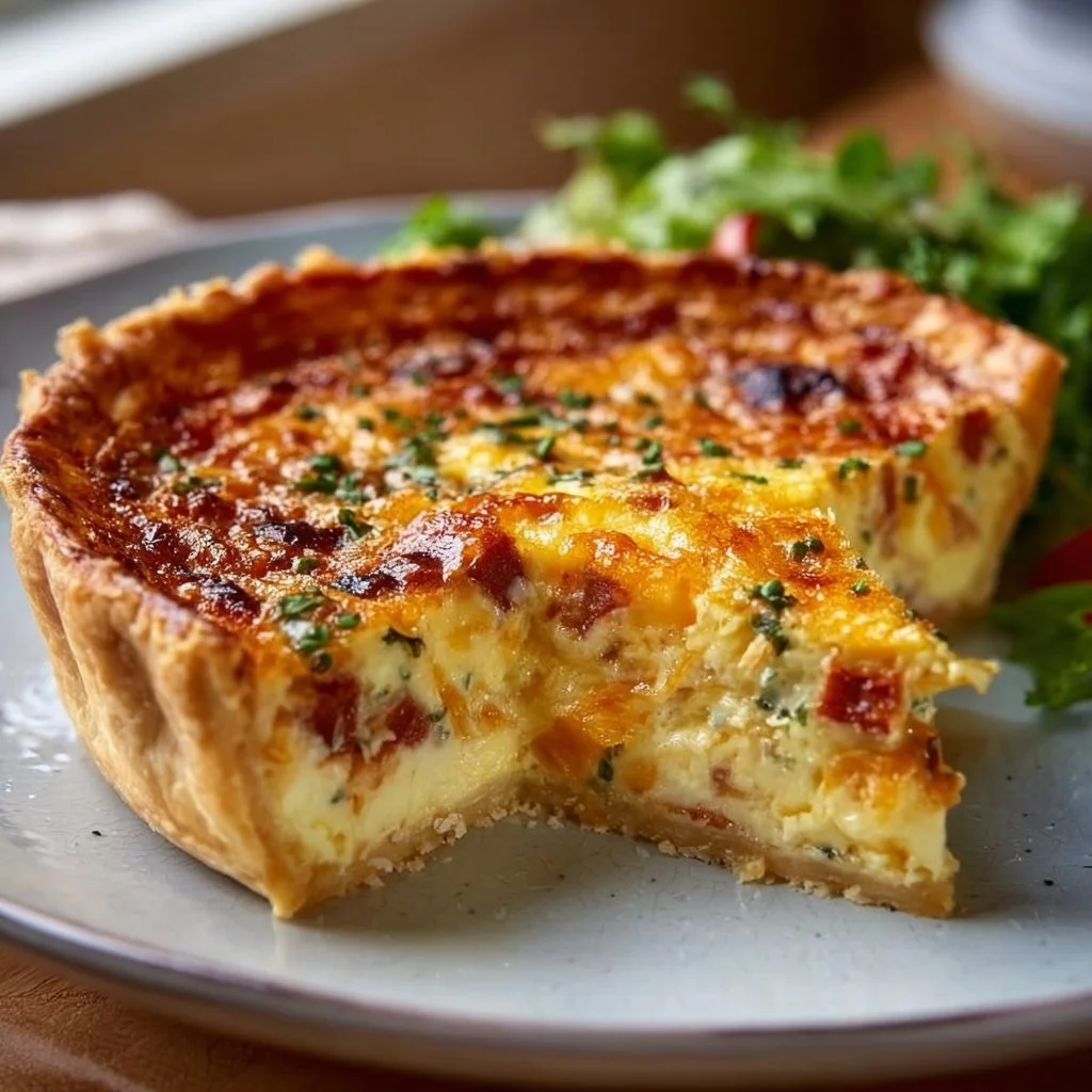 Pioneer Woman Quiche Lorraine bake with crispy crust and creamy filling