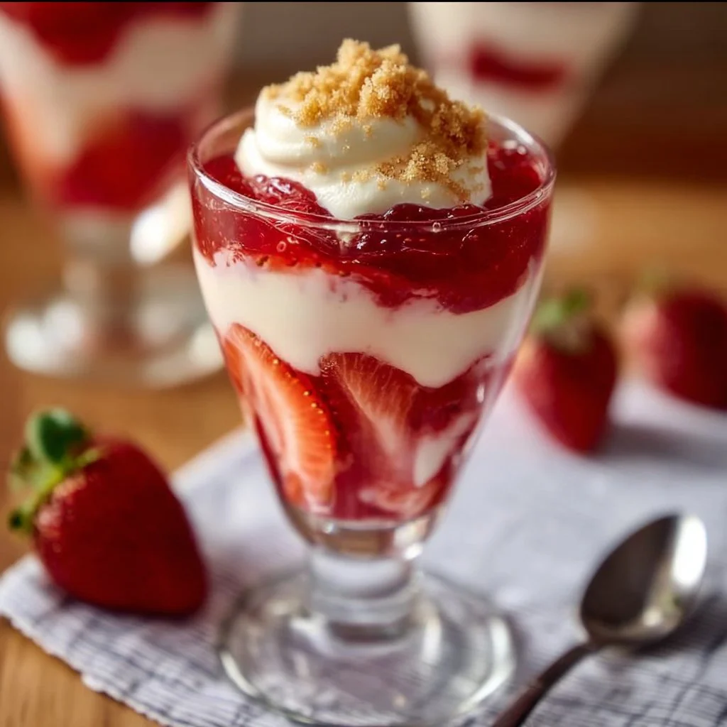 Pretty Jell-O Strawberry Parfait