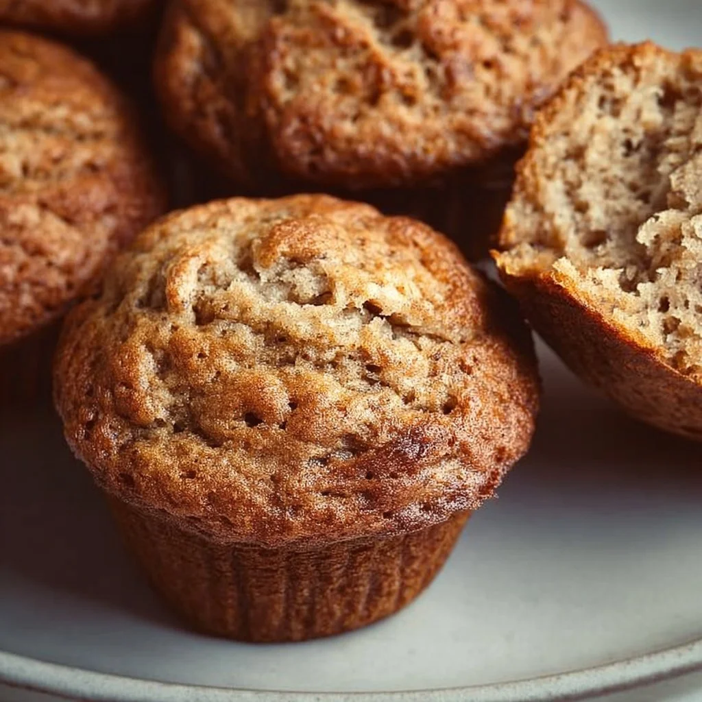 Reduced-sugar banana bread muffins fresh out of the oven