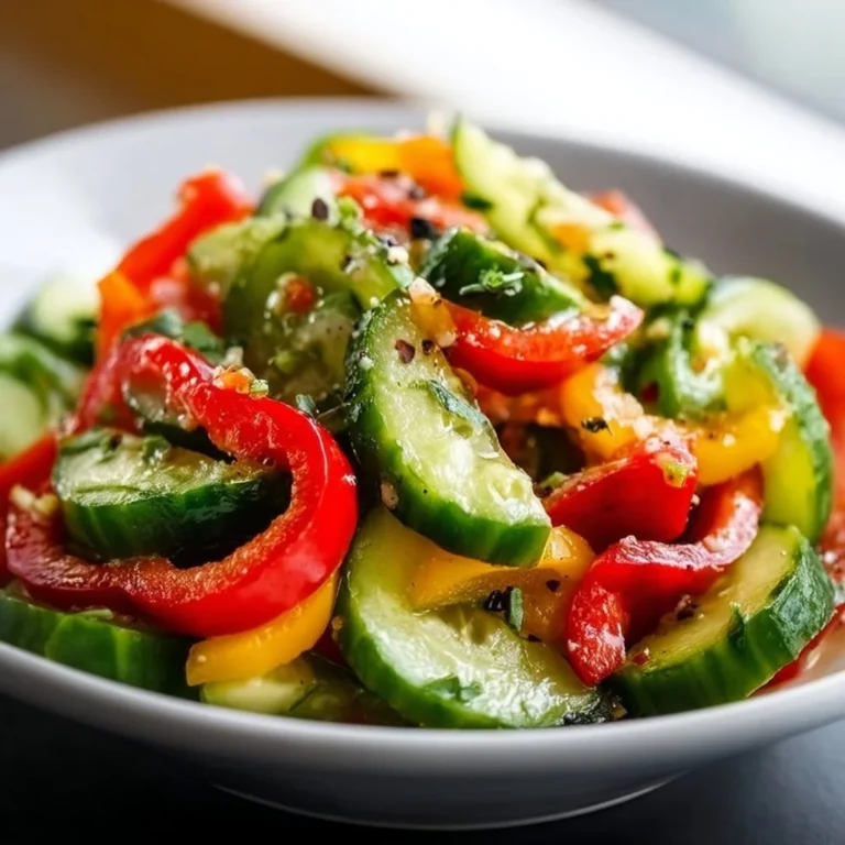 Refreshing cucumber and bell pepper salad in a colorful bowl