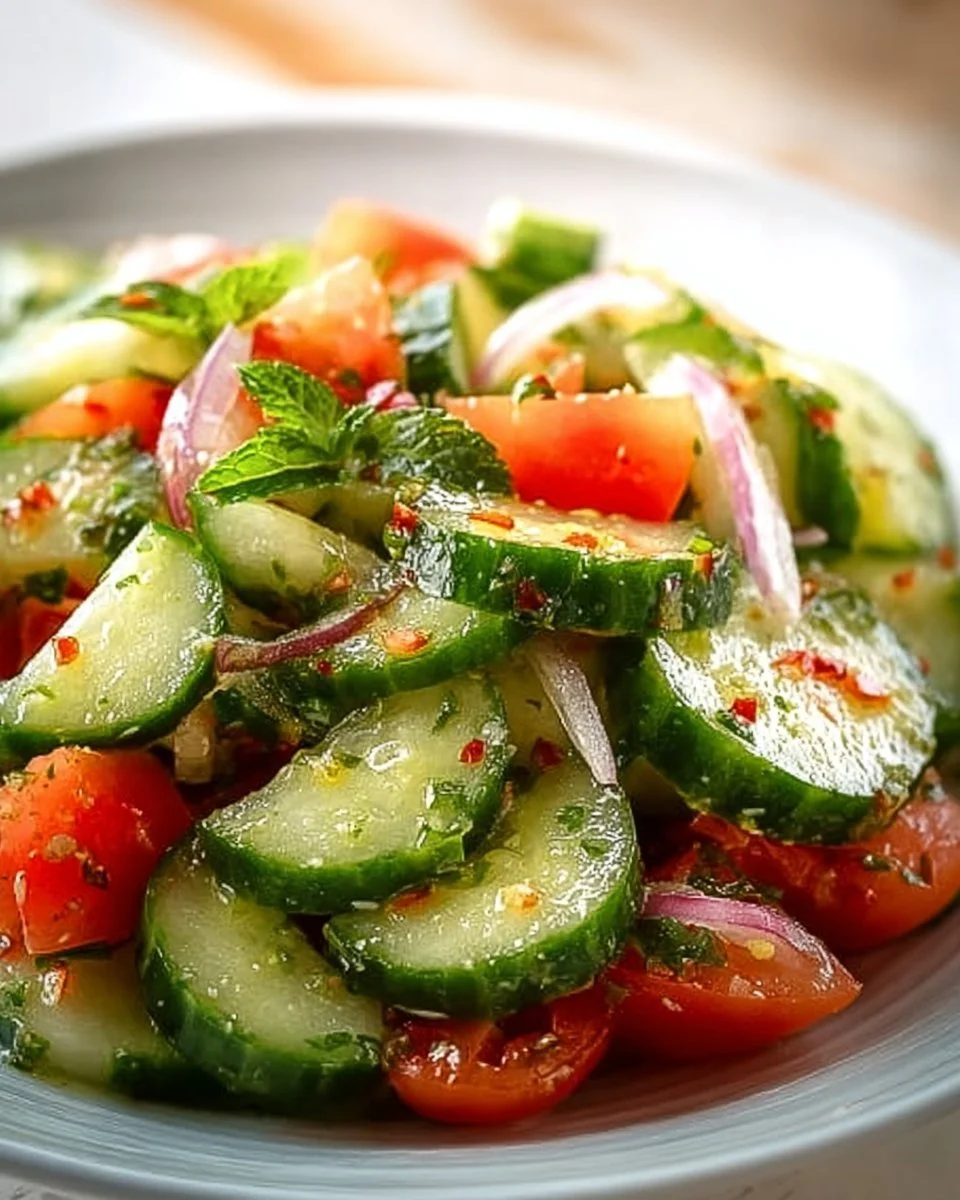 Refreshing Italian Cucumber Salad with cucumbers and herbs